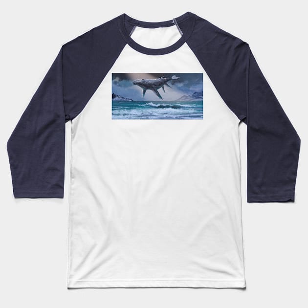 Flying whale Baseball T-Shirt by Alexgle